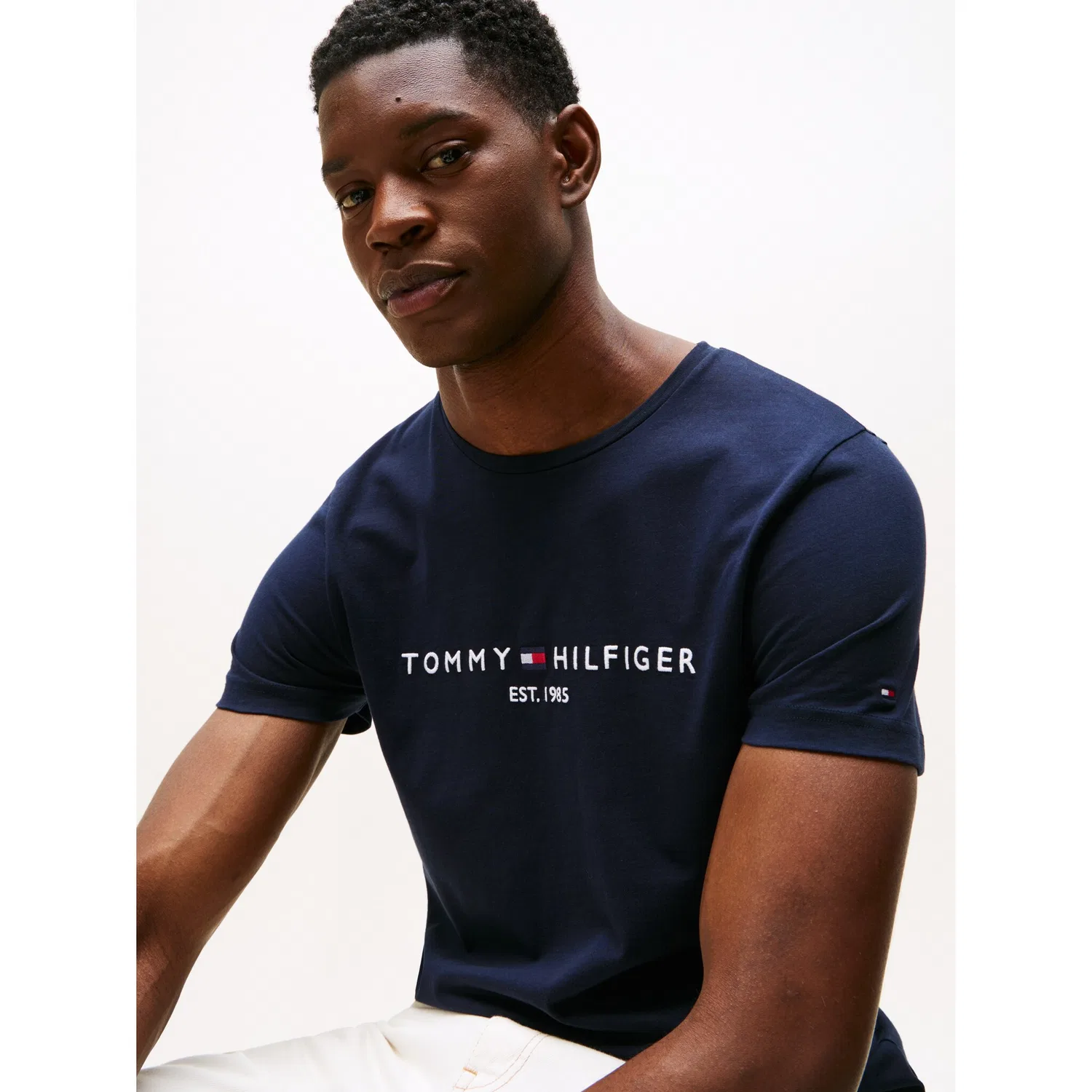 Мужская хлопковая футболка Regular Fit Tommy Hilfiger, Sky Captain — фото 3