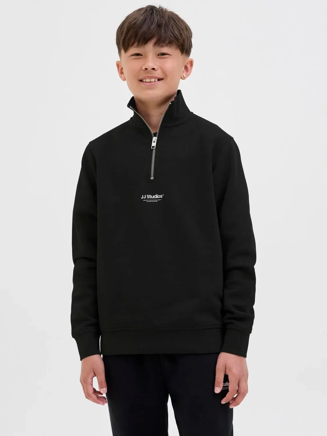 Свитшот на молнии Jjesoho Quarter-Zip Jack & Jones Junior, черный — фото 4