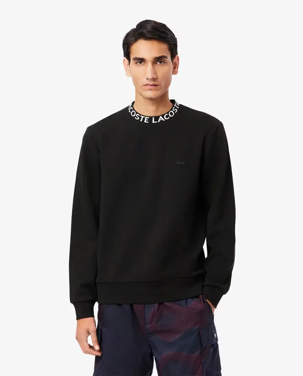 Мужская джерсовая кофта с жаккардовыми деталями Lacoste, Negro