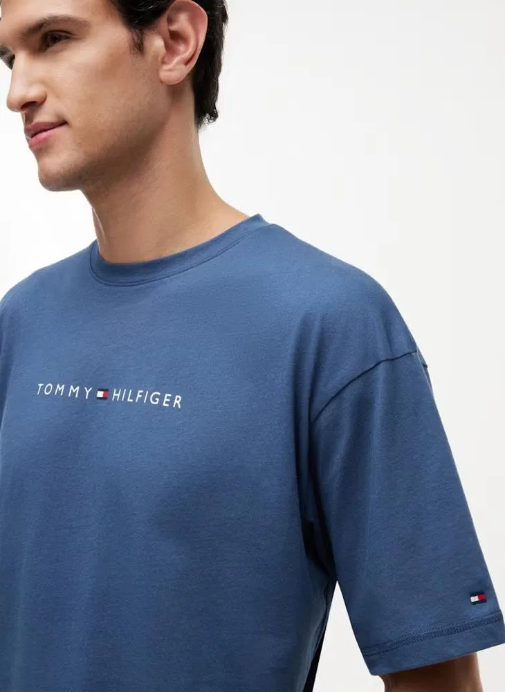 Футболка домашняя с логотипом Th original logo lounge Tommy Hilfiger, лазурный — фото 3