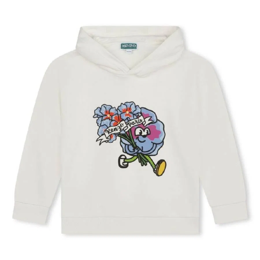 Худи с графическим принтом Boys Graphic-Print Cotton Hoodie Kenzo, Ivory