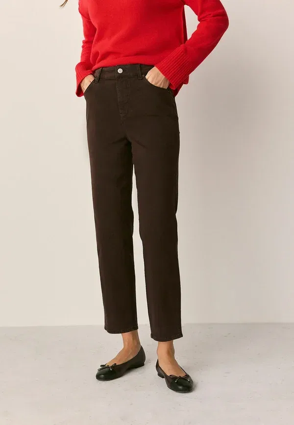 Брюки из хлопка с эластаном Regular fit Stovepipe Straight Next, chocolate brown, коричневый/шоколадный — фото 2