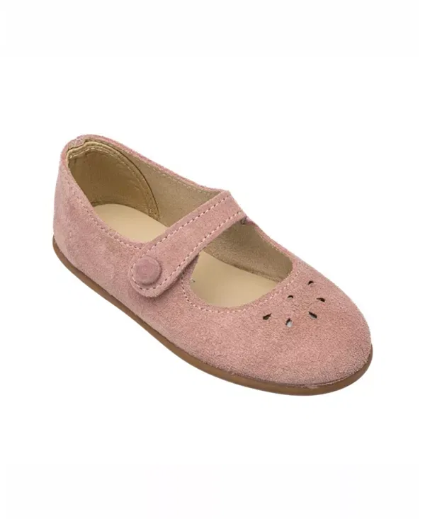 Детские балетки для девочки на липучке Andi Mary Jane Elephantito, Suede Rose — фото 3