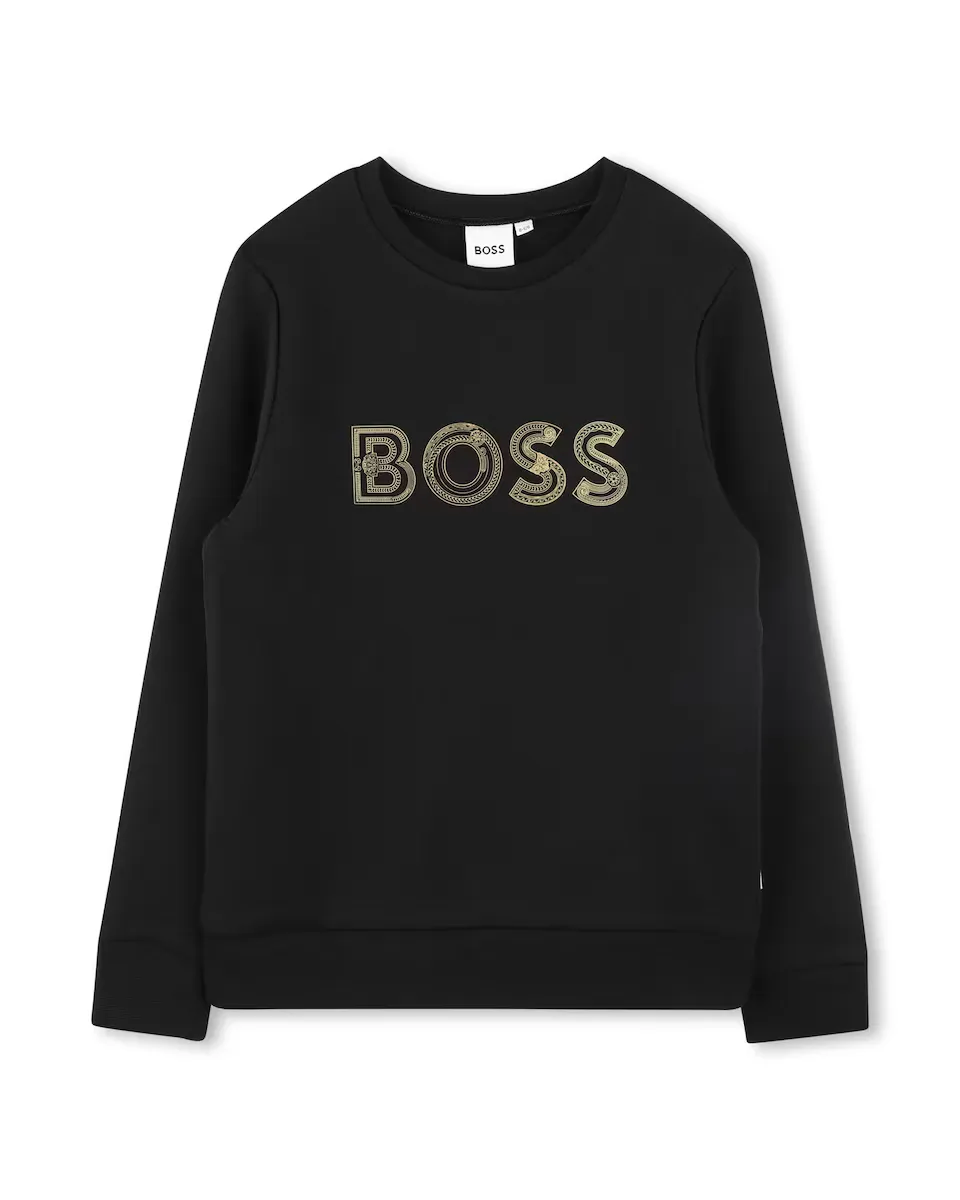 

Черный свитшот для мальчиков с длинными рукавами BOSS Kidswear, чёрный