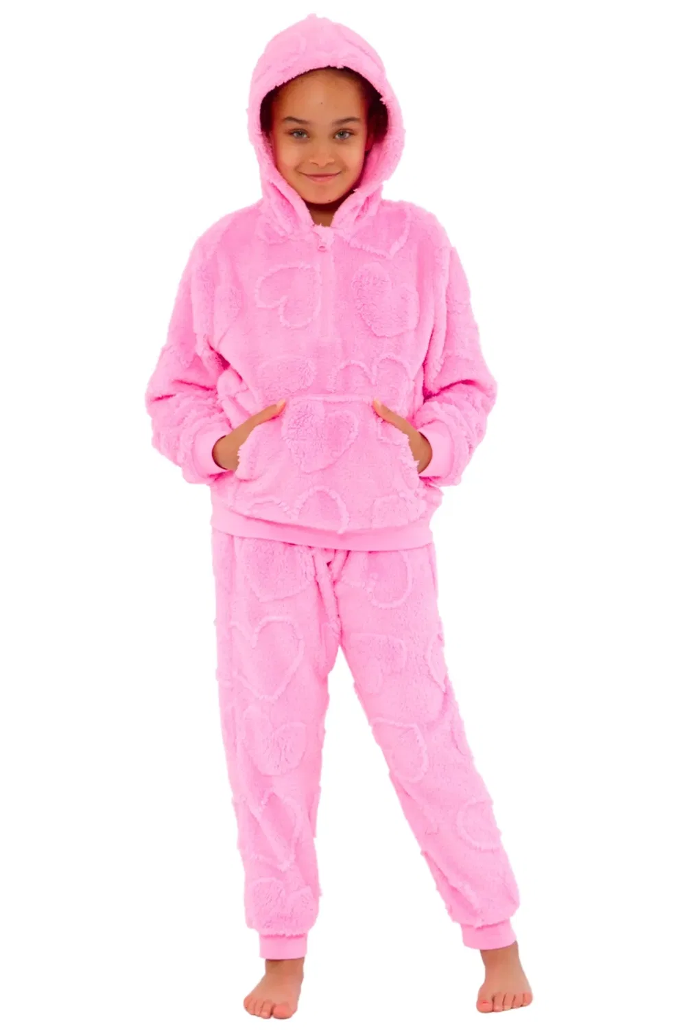 Женский комплект с тиснеными сердцами Hearts Embossed Lounge Set Cozy N Dozy, Pink — фото 2