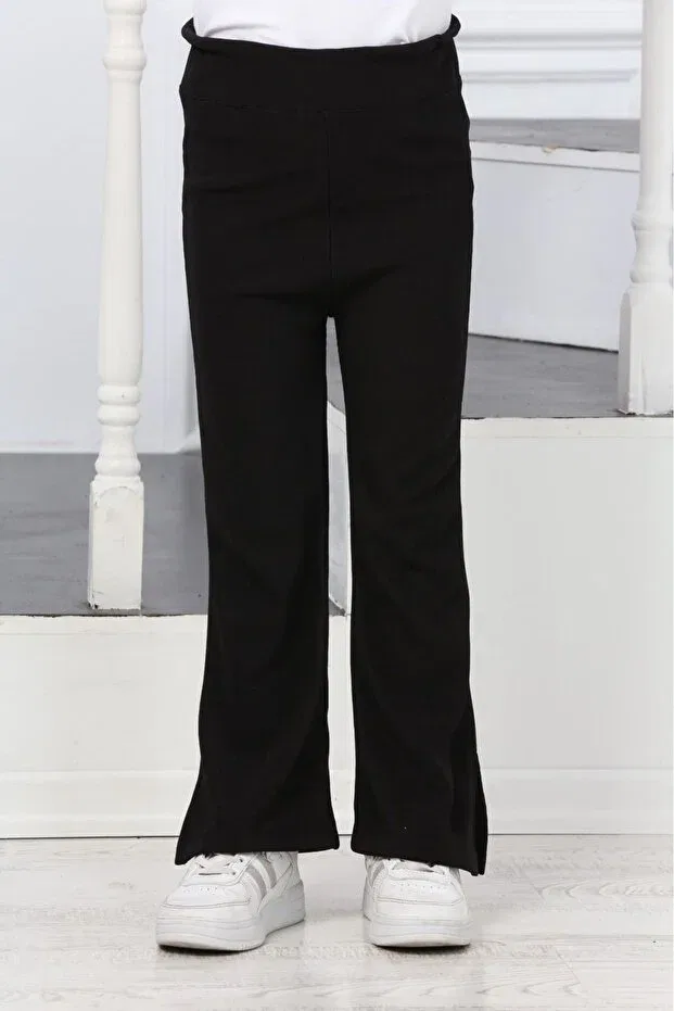 Детские брюки для девочек клеш Relaxed fit Ixoskids Club, Black — фото 4