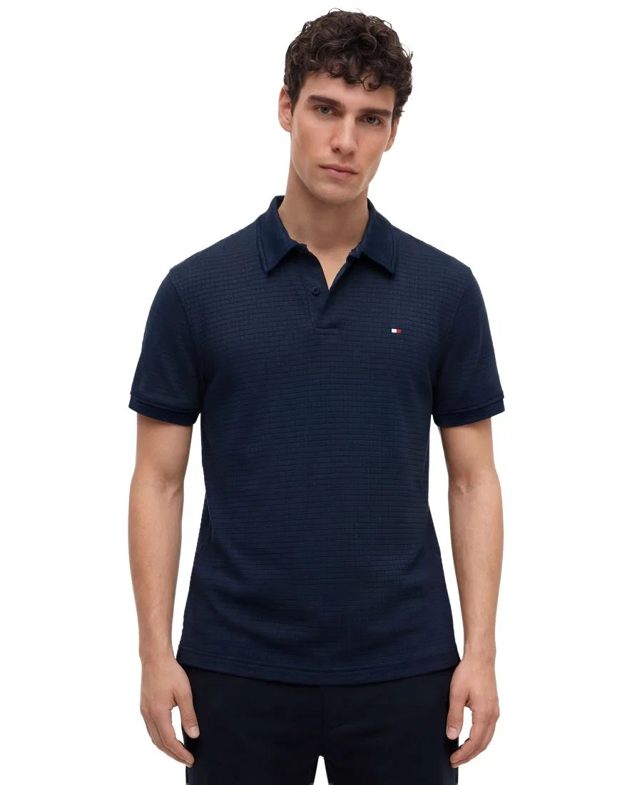Поло с текстурой из полиамида Tommy Hilfiger, Carbon Navy