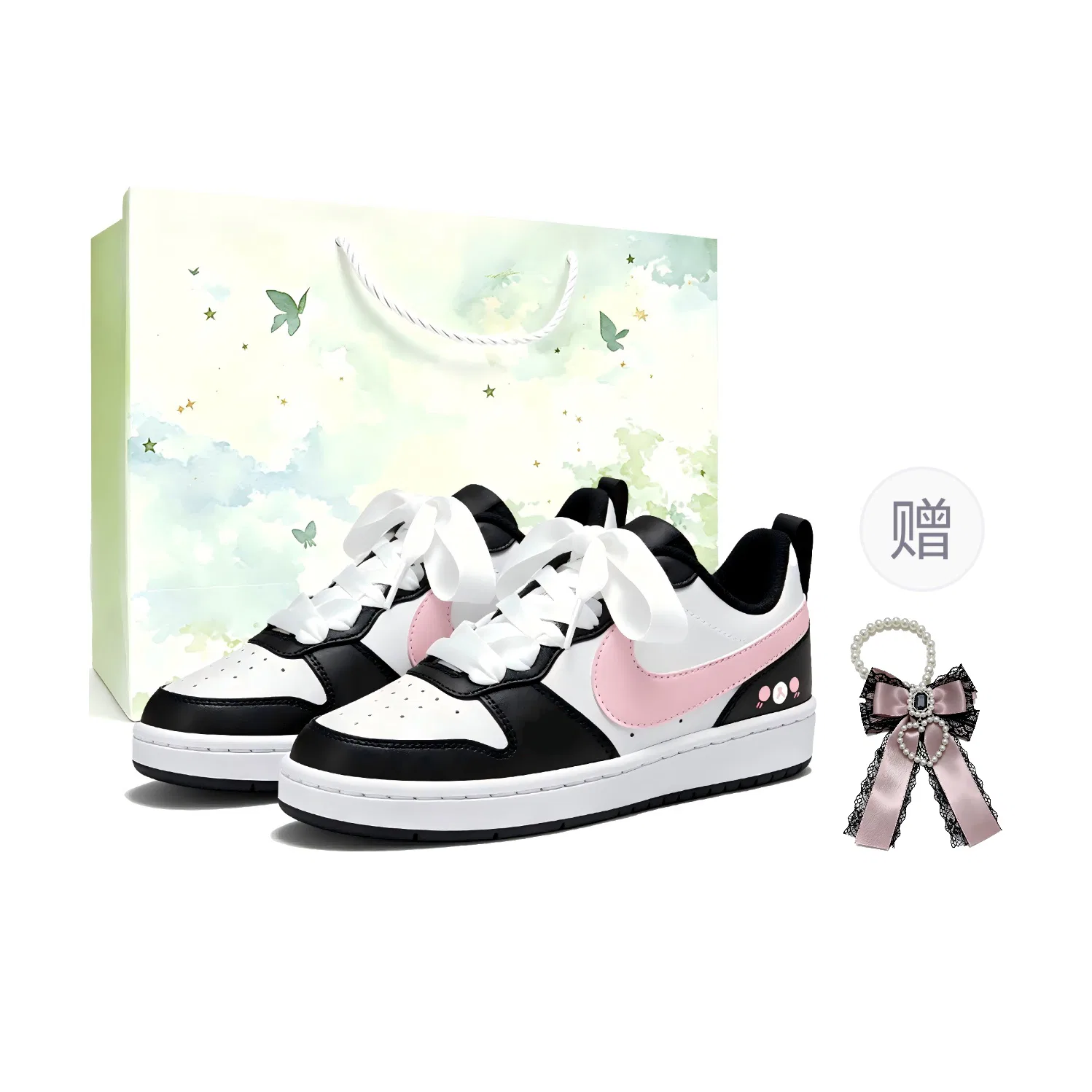 Детские кроссовки для скейтбординга с принтом Nike Court Borough 2, Nike, Pink White