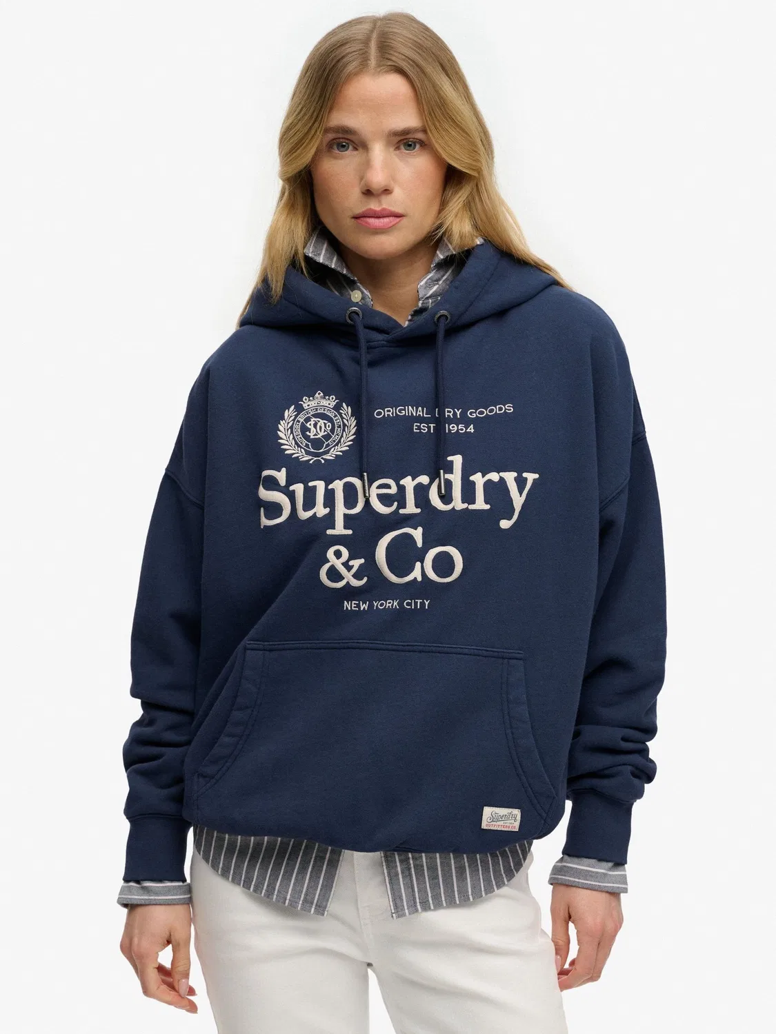 Худи Superdry Luxe Casual Embroidered Relaxed, темно-синий