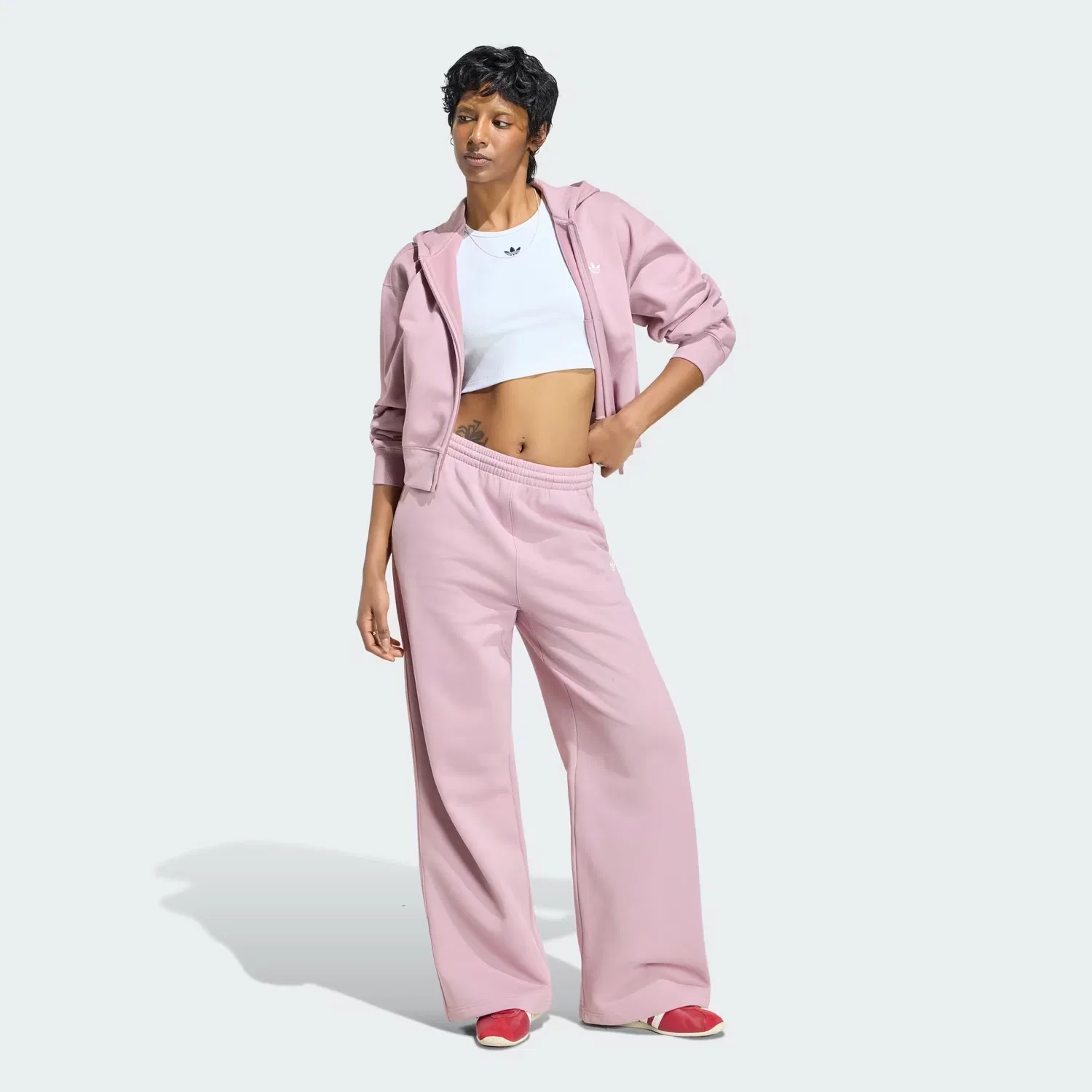 Женские широкие брюки из мягкого флиса Essentials Wide Leg Pant Fleece Adidas Originals, Magic Mauve — фото 3