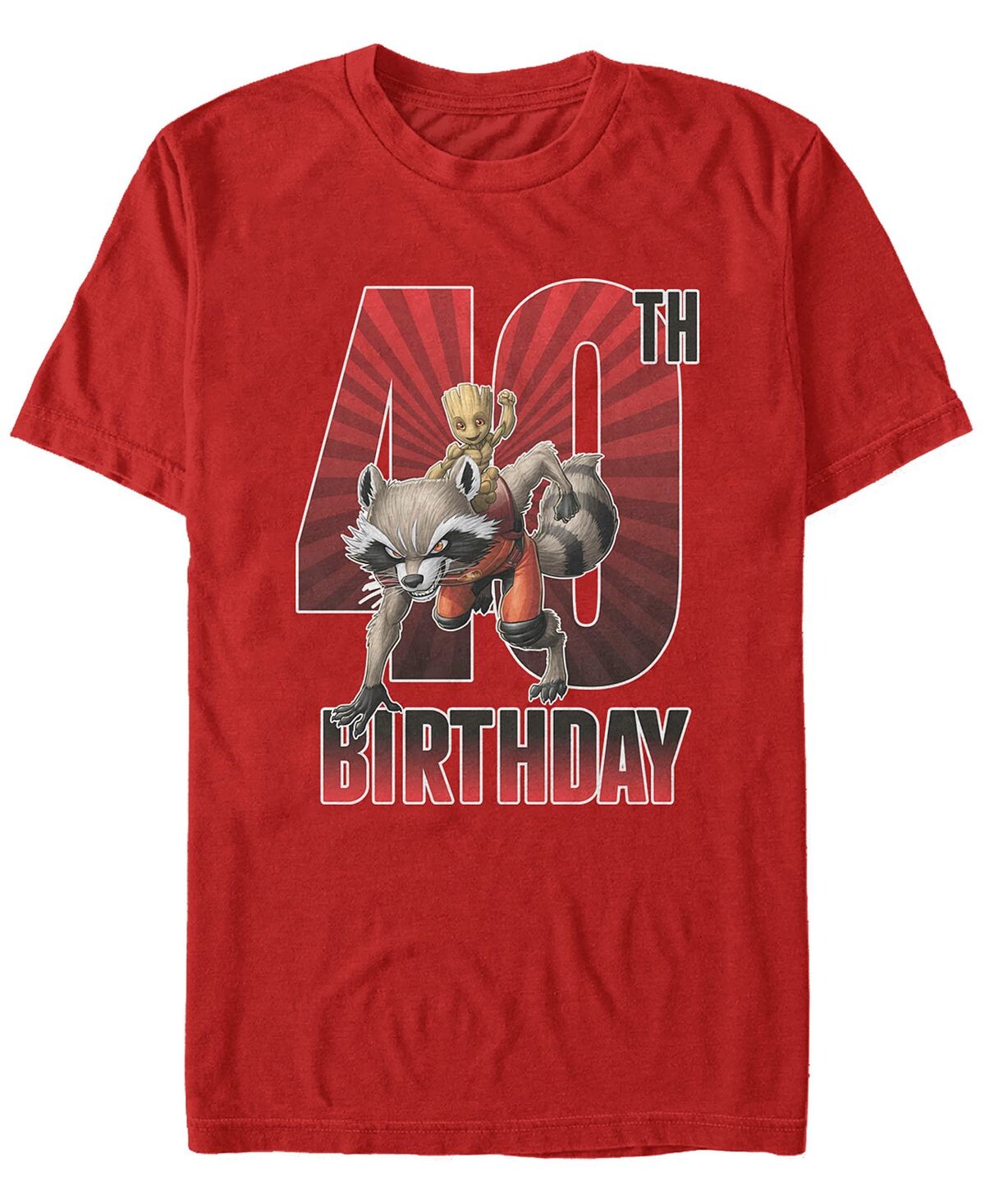 

Мужская футболка с коротким рукавом marvel guardians of the galaxy rocket and baby groot 40th birthday Fifth Sun, красный