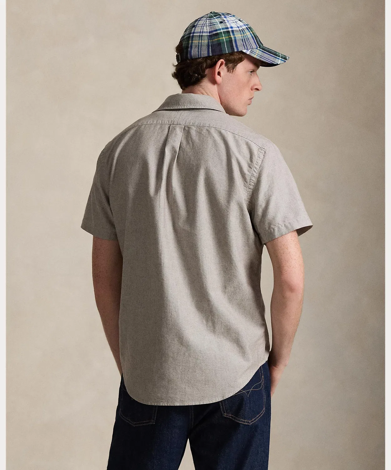 Мужская рубашка с коротким рукавом хлопковая Polo Ralph Lauren, Коричневый — фото 4