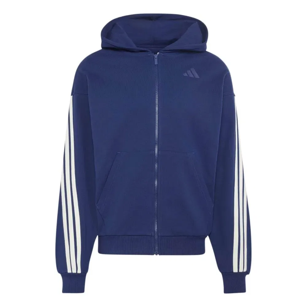 Худи на молнии Adidas Kit 3 Stripes, синий — фото 3
