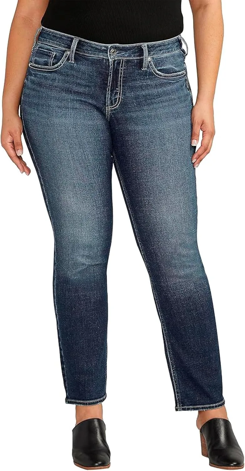

Silver Jeans Co. Женские джинсы Plus Size Britt Low Rise Curvy Fit Straight Leg