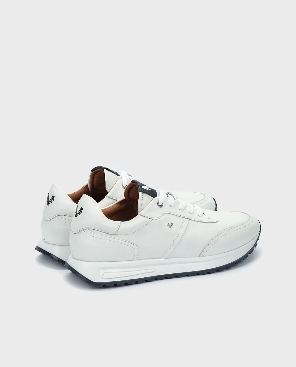 Мужские кожаные кроссовки со шнурками и съемной стелькой белого цвета Martinelli, белый — фото 3