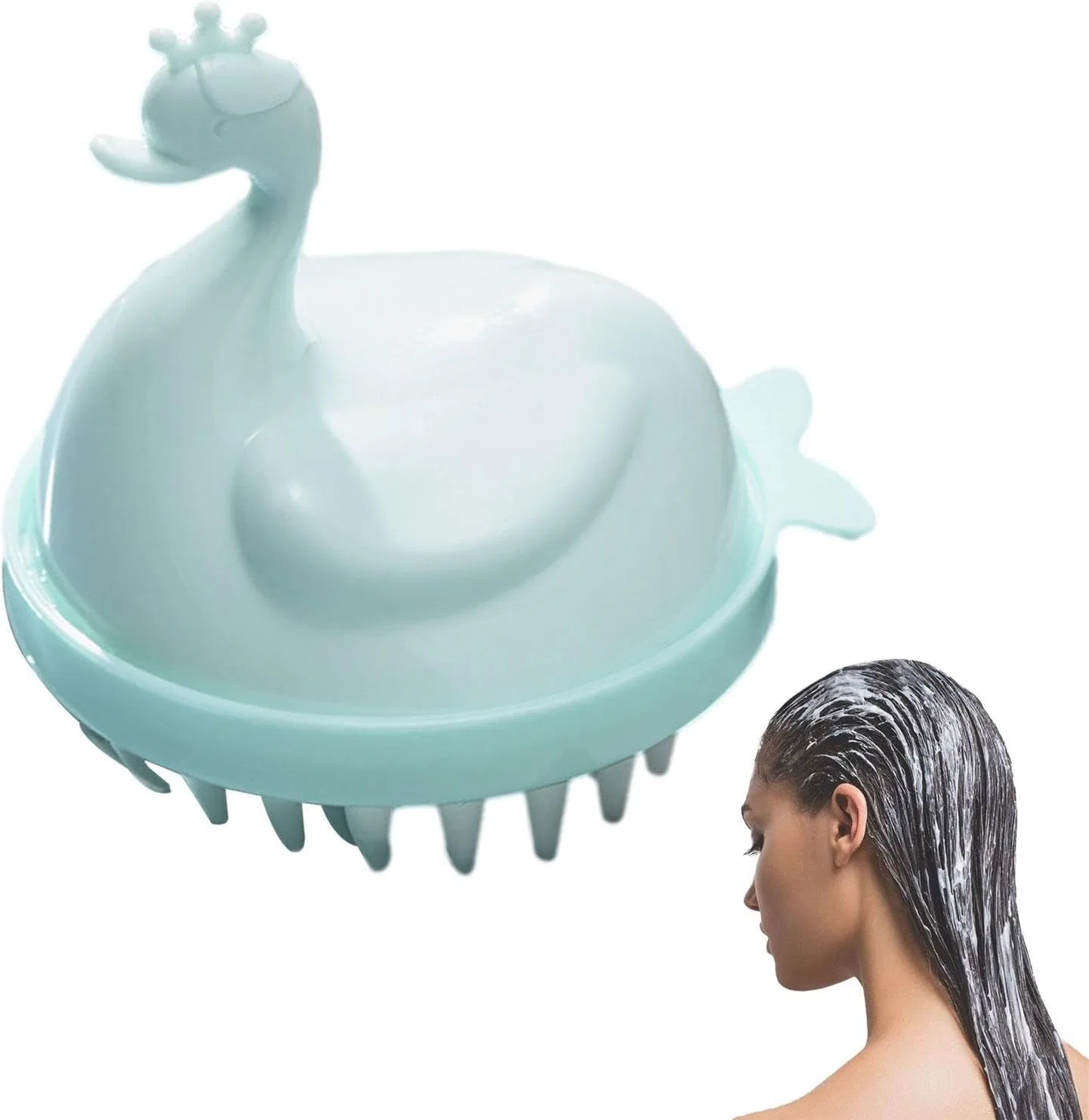 Массажная щетка для волос, силикон, Swan, 8 см, Blue Generic