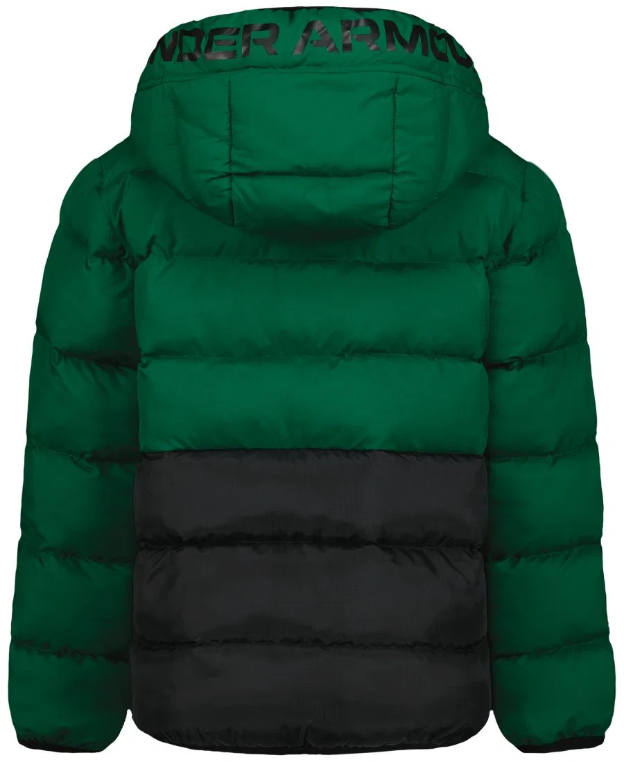 Куртка-пуховик с капюшоном Logo Full-Zip Puffer Hooded Jacket Under Armour, Green/Black — фото 2