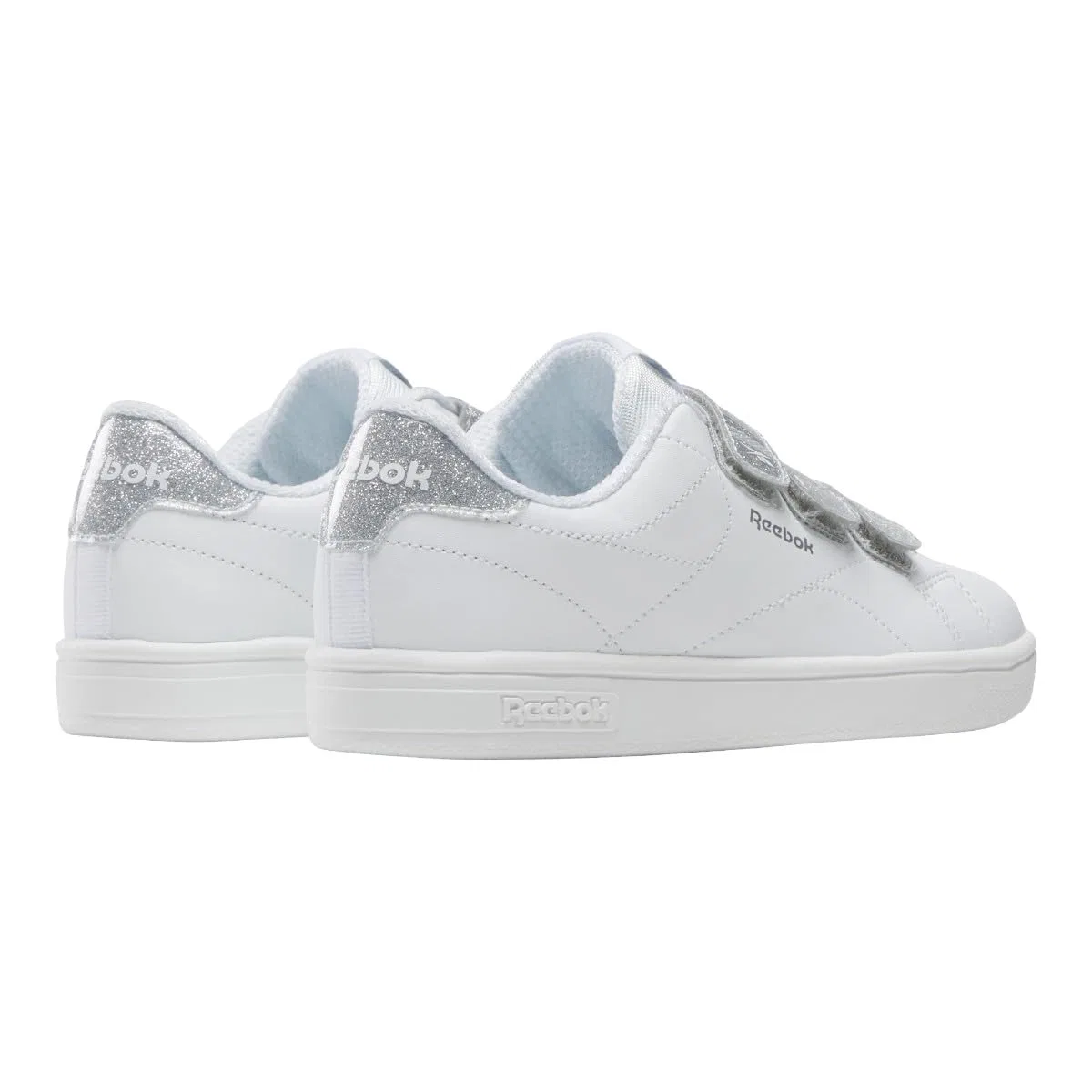Детские кроссовки для девочек Reebok Court Clean Hook & Loop Straps, White White Silver — фото 2
