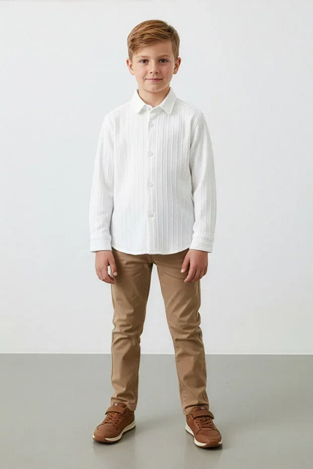 Детская рубашка для мальчиков с жаккардовым узором Fulla Moda, White
