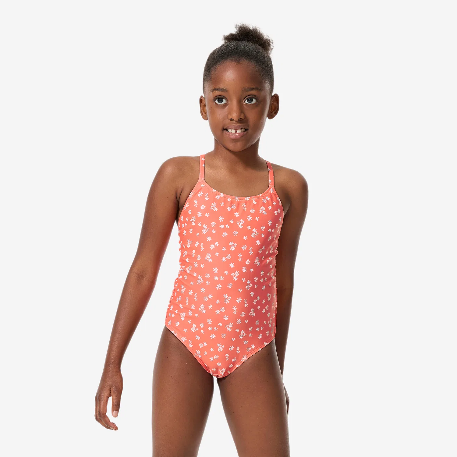 Детский купальник с принтом Lila Daisy Decathlon, Korallenorange