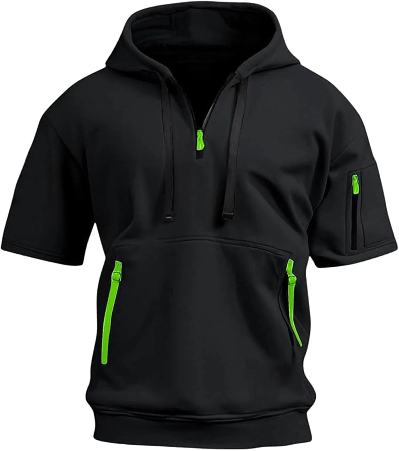 Мужская slim fit футболка с zip-застежкой, Black — фото 2