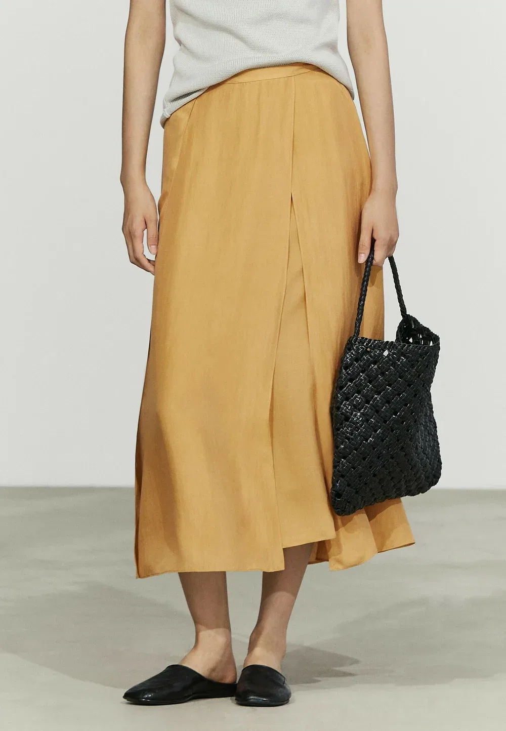Юбка А-силуэта Massimo Dutti, Light Yellow