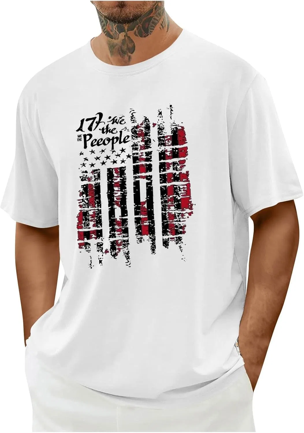 Мужская футболка с американским флагом Independence Day Graphic Tee, White