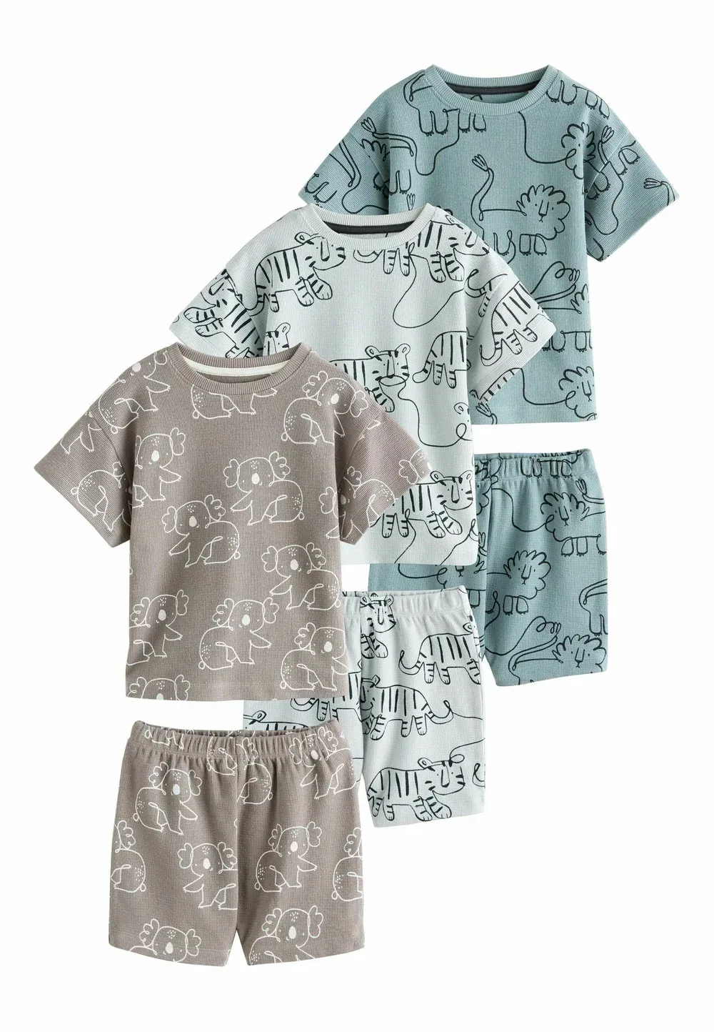 Пижама стандартного кроя, комплект из 3 коротких пижам Next, Blue Grey Linear Print