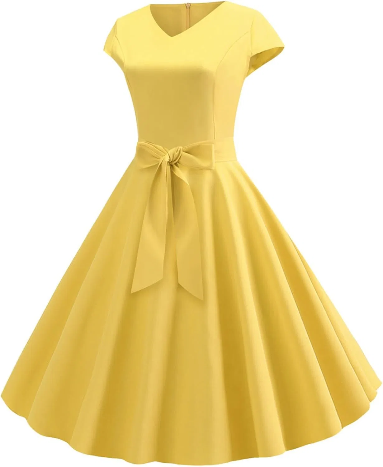 Женское ретро-платье с горошком в стиле 1950-х, Yellow — фото 2