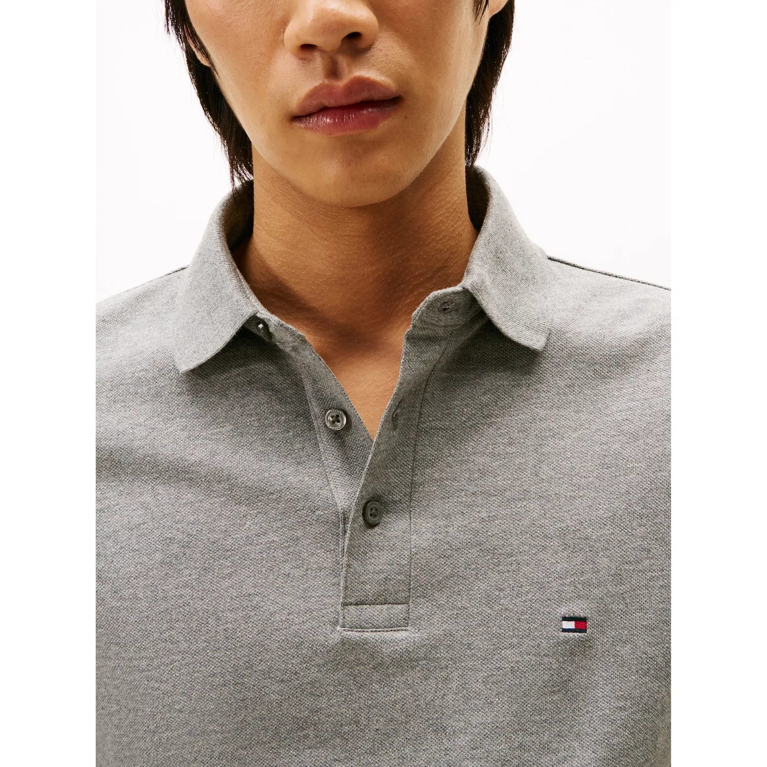 Мужское поло с длинным рукавом 1985 Slim Tommy Hilfiger, Medium Grey Heather — фото 4