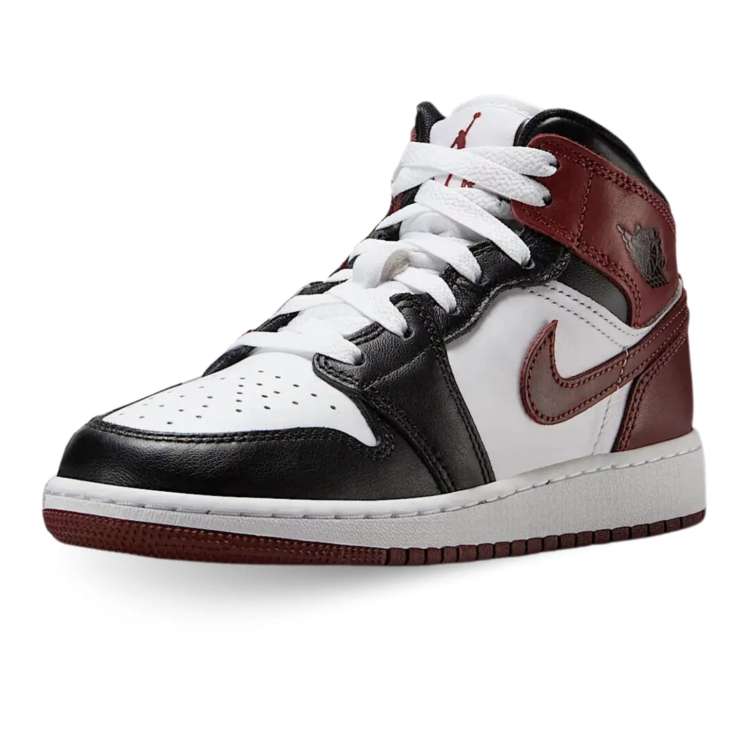 Детские кроссовки для мальчиков с длинным рукавом Air Jordan 1 Mid Se NIKE, Bianco Bordeaux Nero