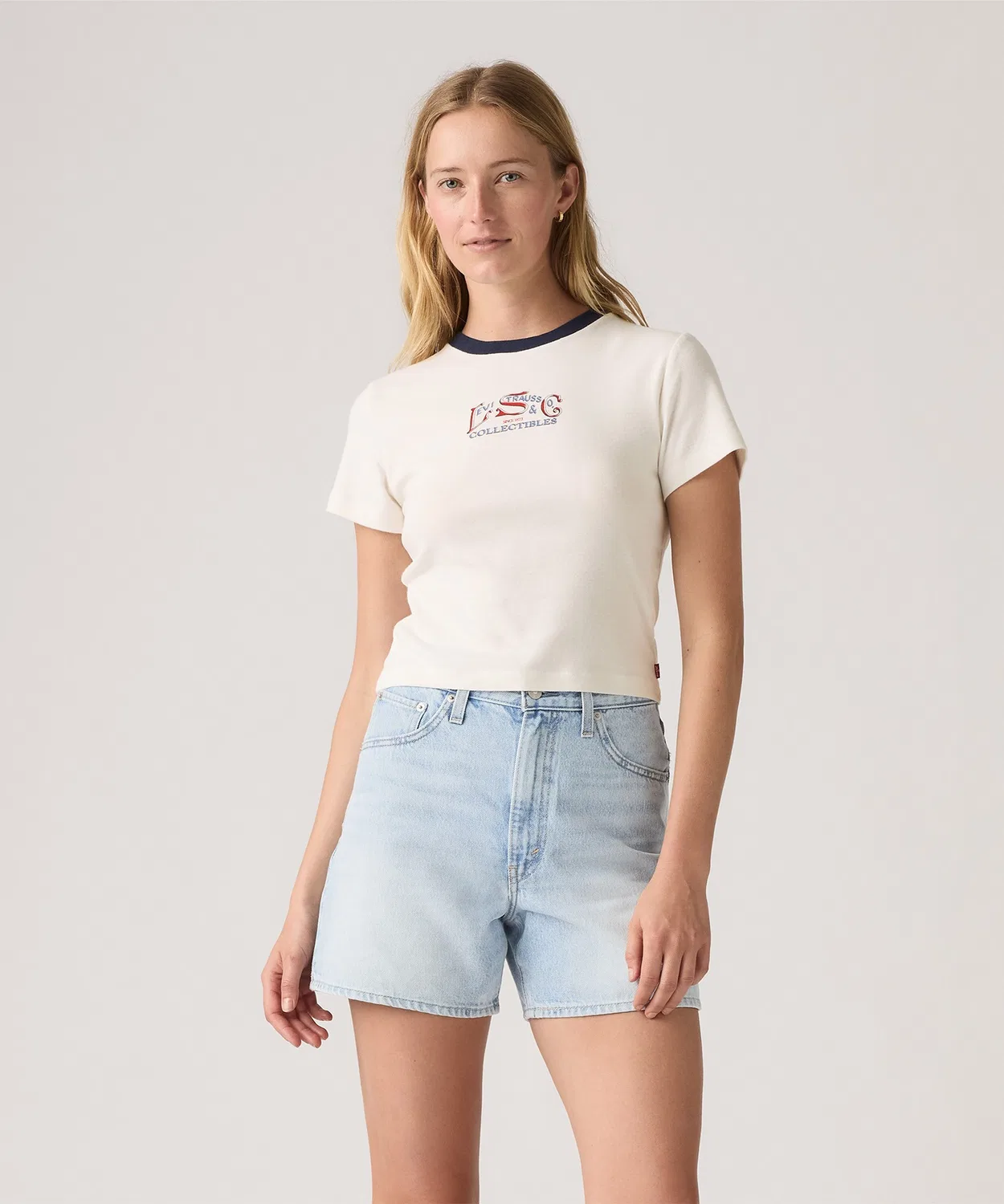 Женская хлопковая футболка с принтом Levi's, Navy