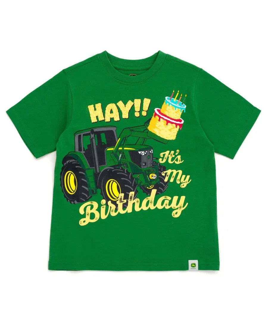 Детская футболка с принтом John Deere, модель Birthday T-Shirt John Deere, Kelly Green