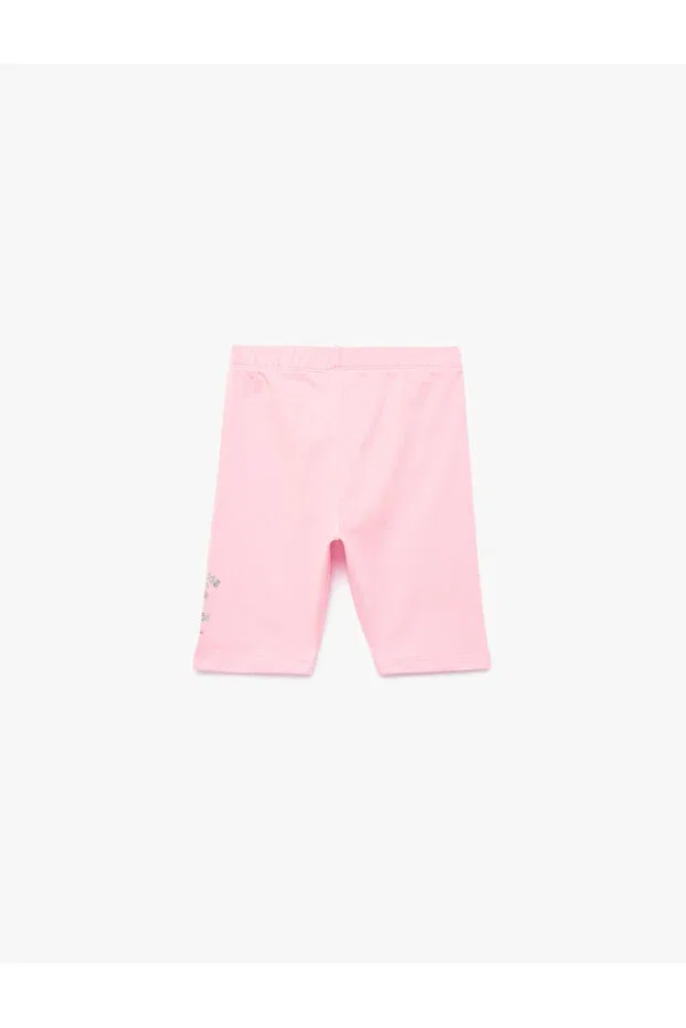 Детские леггинсы для девочек с принтом Palm tree printed cotton short leggings with elastic waist Koton, Rose — фото 4