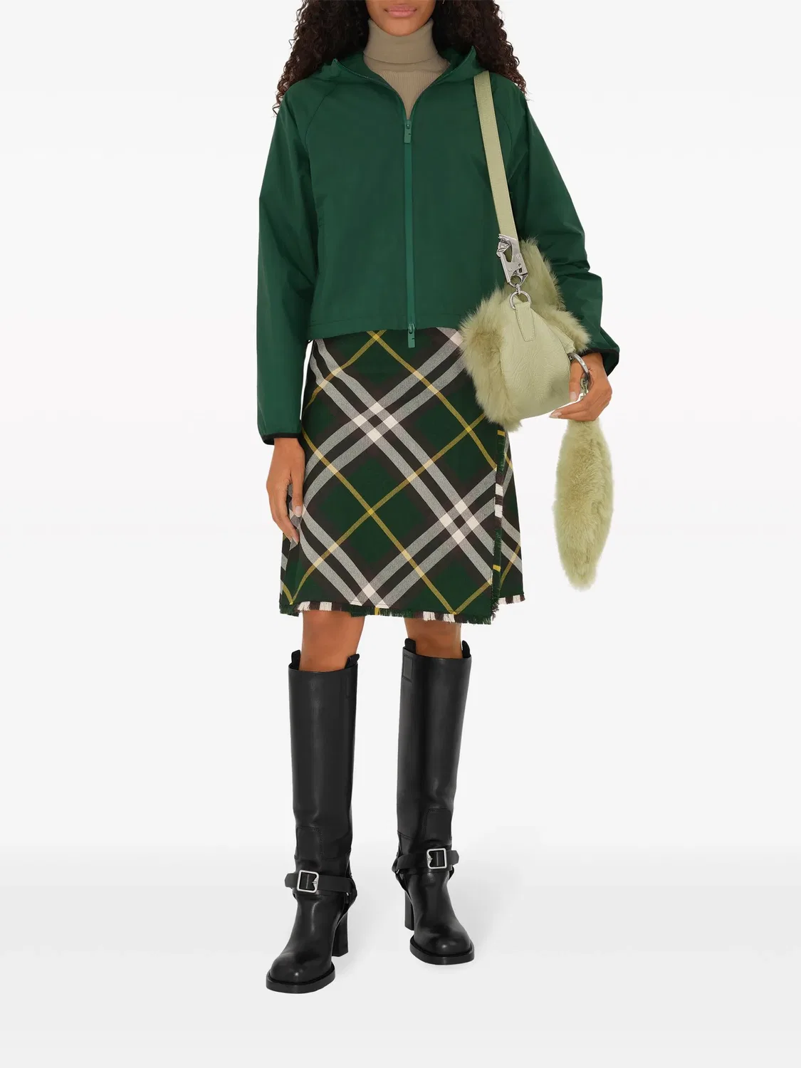 Юбка в клетку из шерсти Burberry, темно-зеленый — фото 4