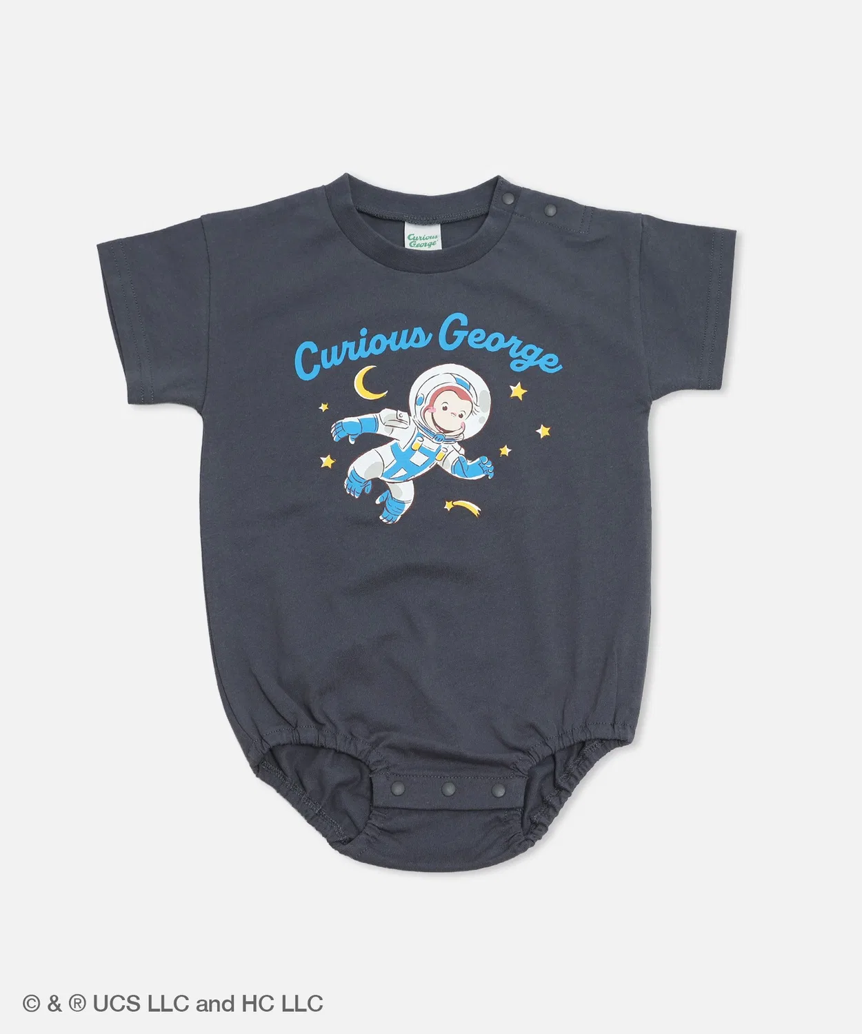 Детский хлопковый боди-комбинезон с принтом Curious George Chil2, Charcoal Grey