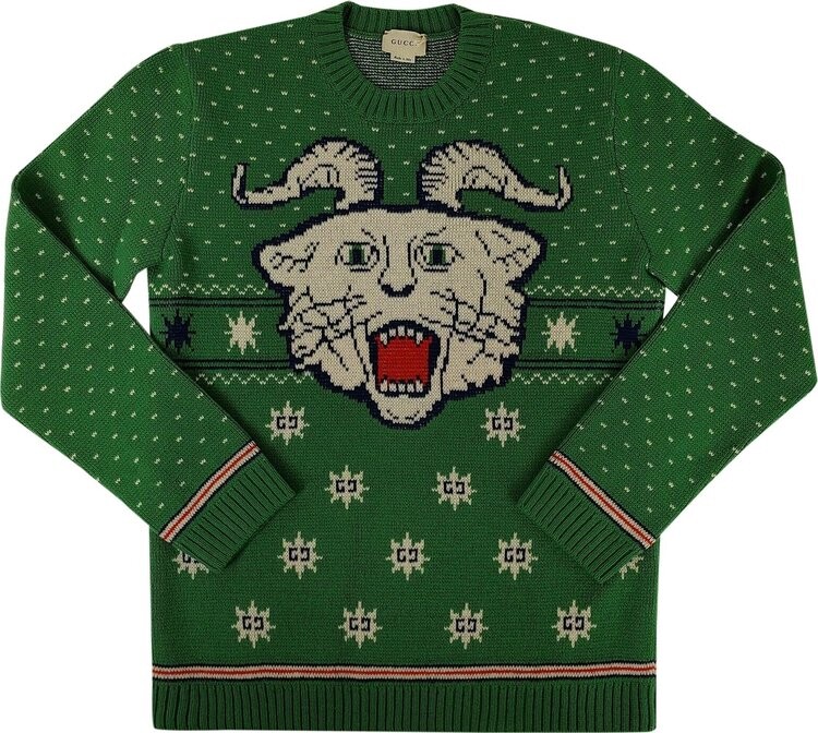 

Свитер Gucci Tiger Jacquard Wool Blend Sweater Green, зеленый