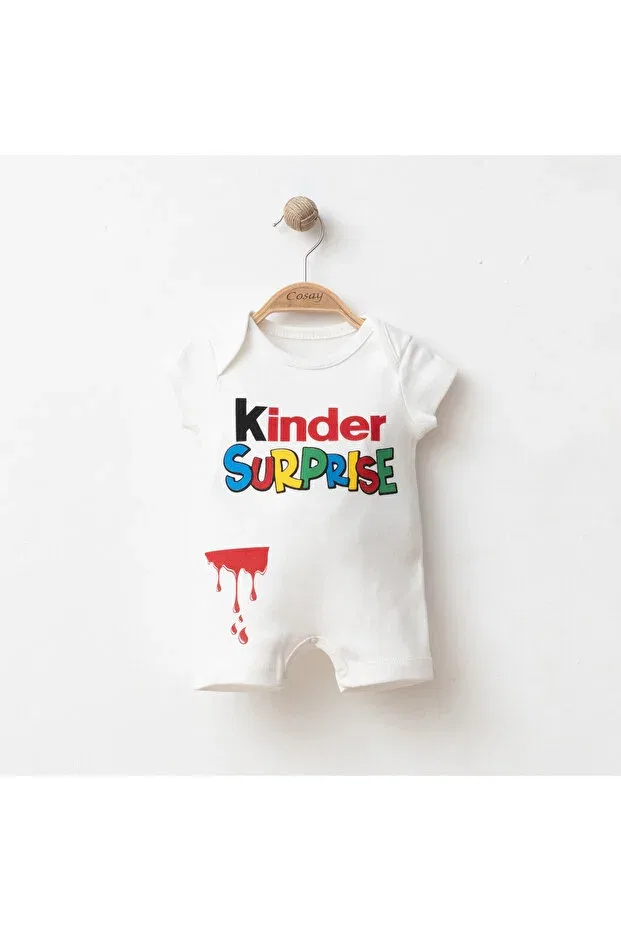 Детское боди-комбинезон с принтом Kinder Surprise Aa Bebek, White — фото 3