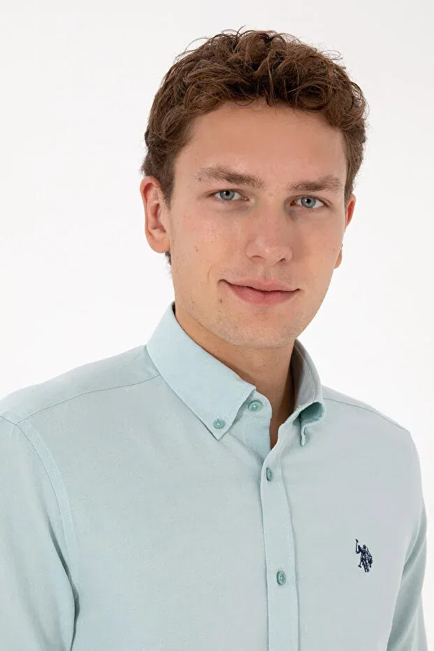 Мужская рубашка с длинным рукавом U.S. Polo Assn., Dark Mint — фото 2