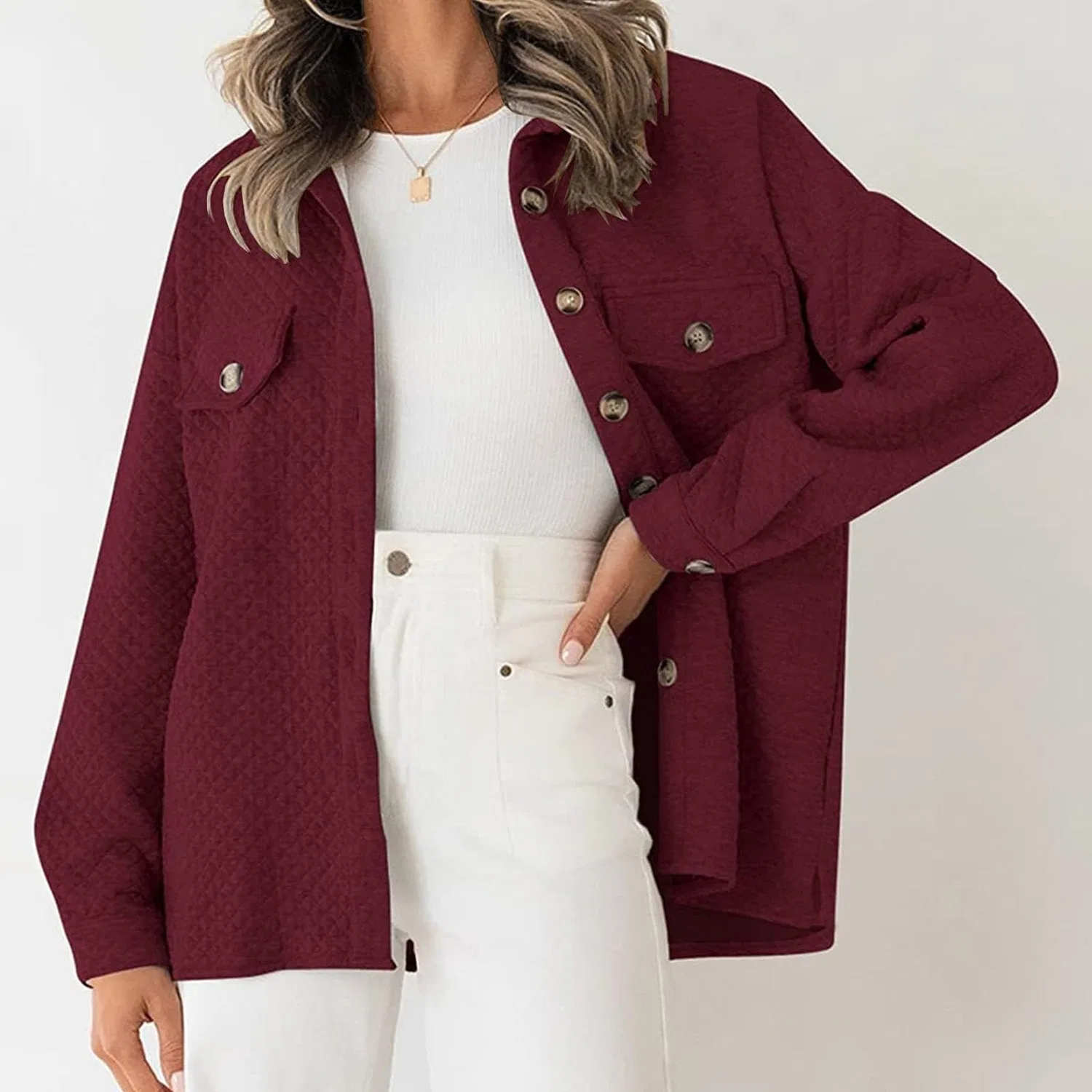 Женское демисезонное пальто с длинным рукавом, red wine — фото 4
