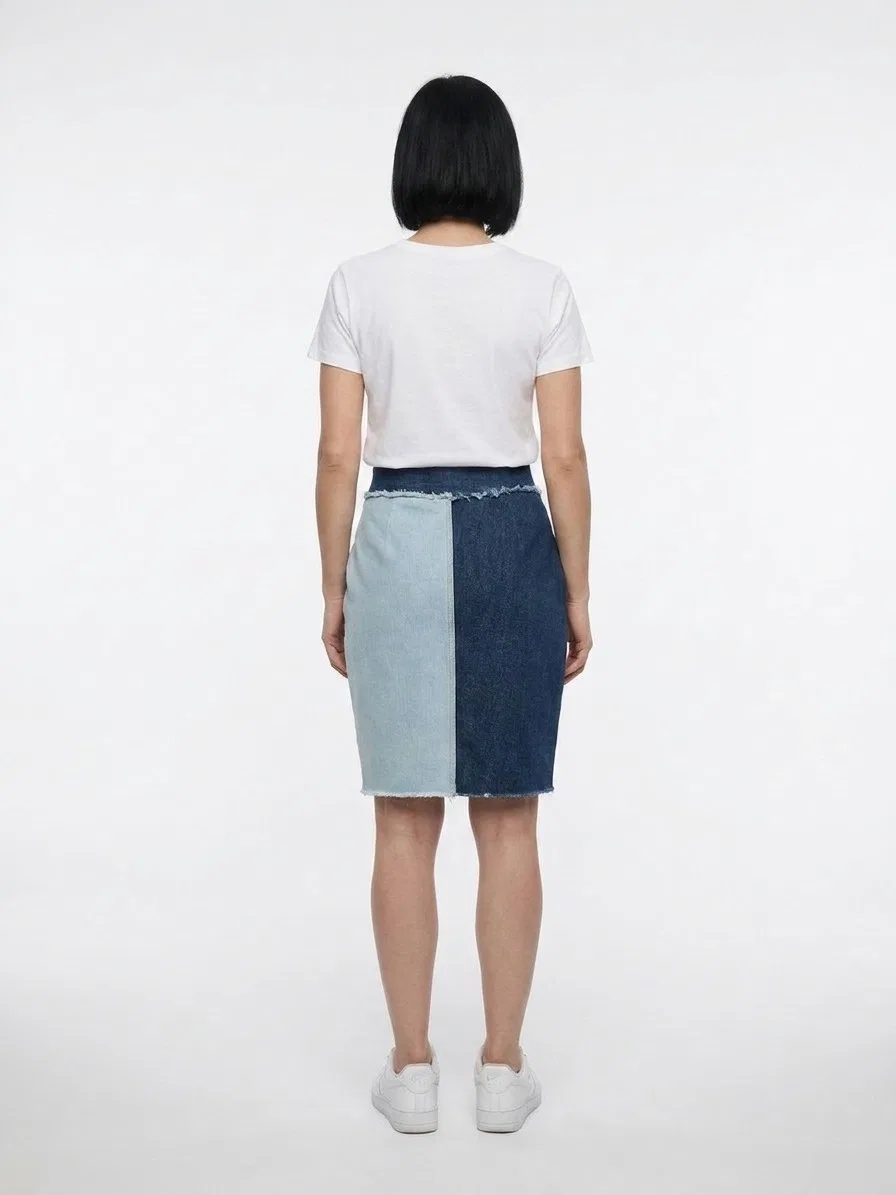 Женская джинсовая юбка с принтом Bicolor Denim Skirt Dolce & Gabbana, Bicolor — фото 2