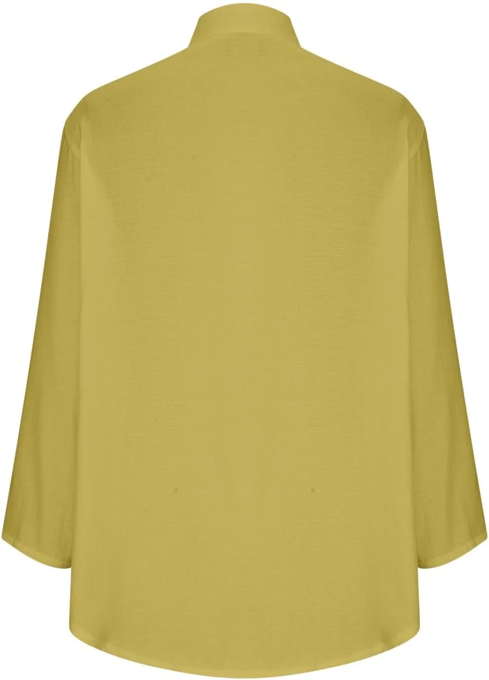 Женская свободная туника из хлопка и льна с карманами, Yellow — фото 3