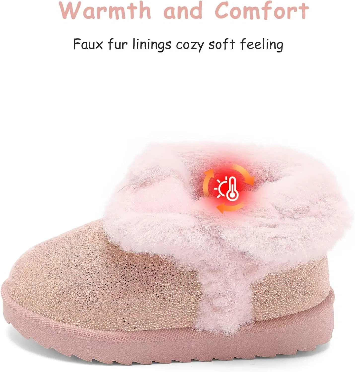 Детские ботинки для девочек с мехом Cubufly, Pink — фото 3