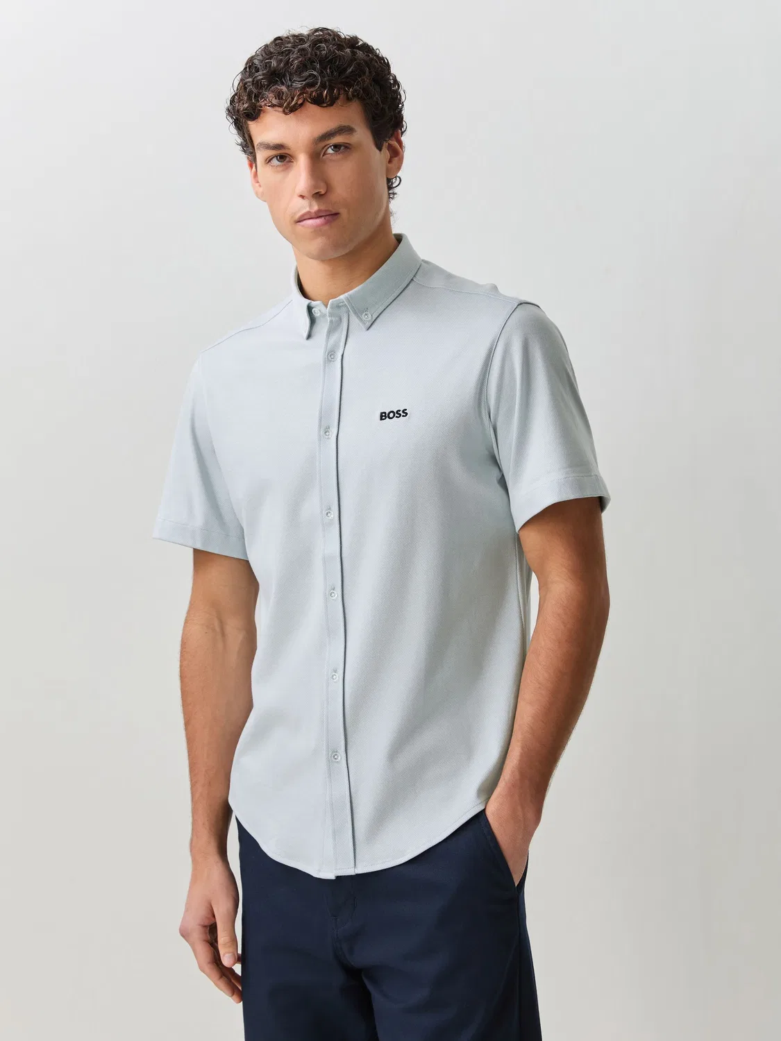 Рубашка с коротким рукавом, Light Blue Motion BOSS, голубой