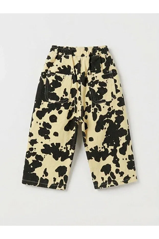 Детские джинсы для девочек с принтом Dalmatian pattern camouflage ballon Saydamoda, Yellow Black — фото 4