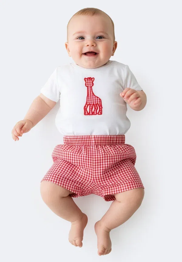 Комплект из футболки и шорт с узором Checked Sophie La Girafe Bright White, белый
