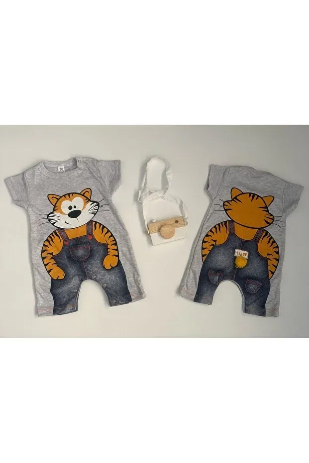 Детский комбинезон для девочек с принтом Animal Figured Baby Rompers Minibird Baby, Gray