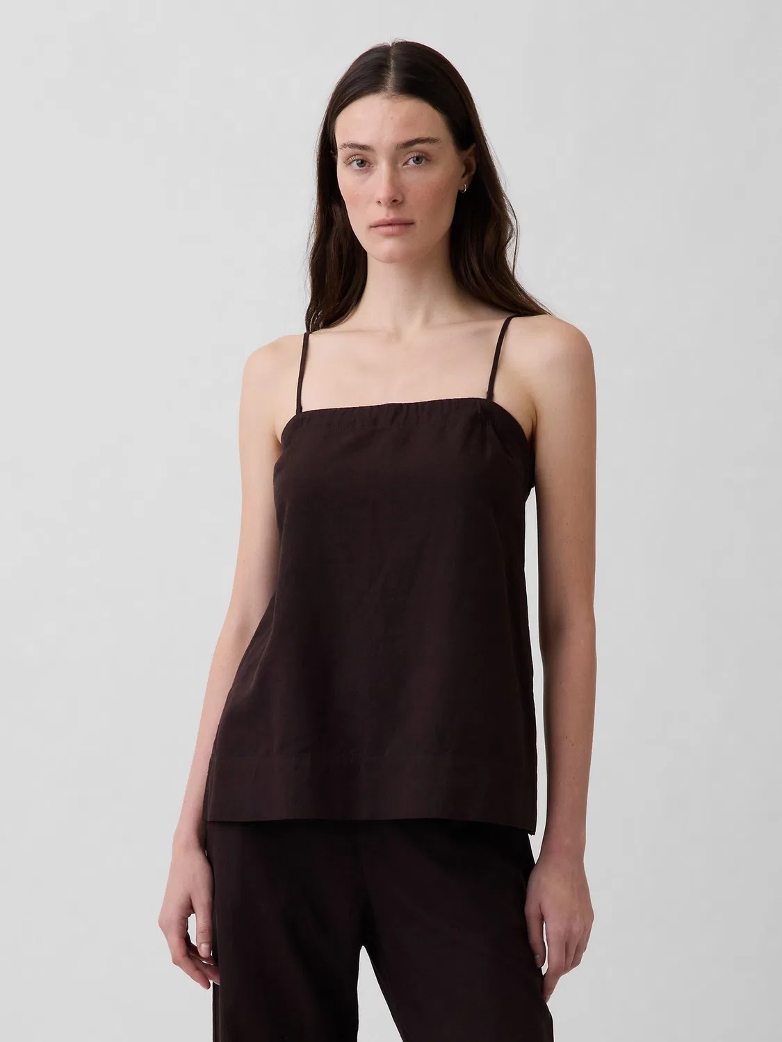 Топ Gap Brown Linen-Blend Cami, коричневый