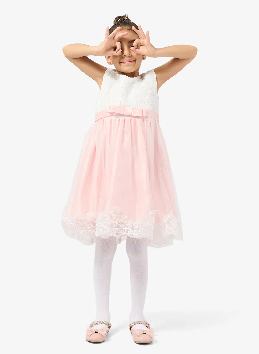Платье с бантом и кружевом Occasion bow lace Pinata, светло-розовый — фото 4