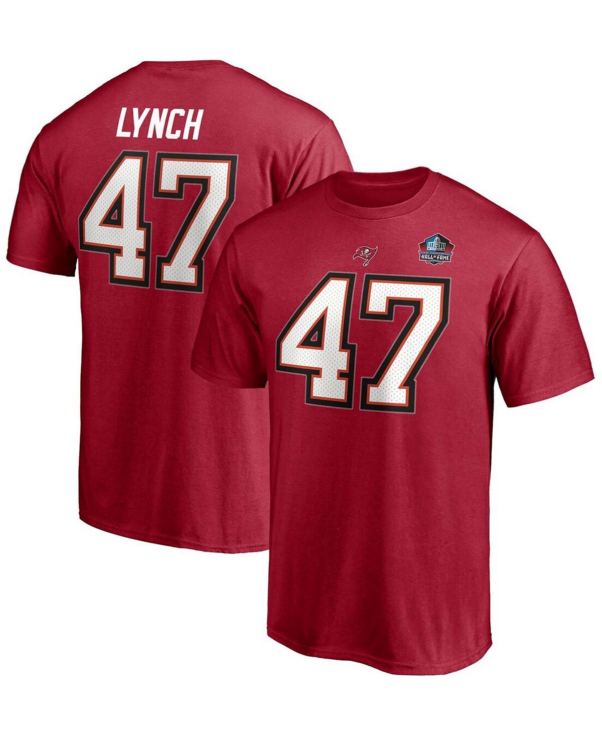 

Мужская футболка john lynch red tampa bay buccaneers nfl hall of fame class of 2021 с именем и номером Fanatics, красный